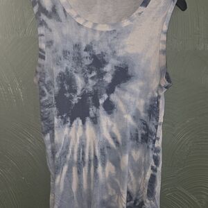 LuLaRoe Navy and White Tie-Dye Tank Top
